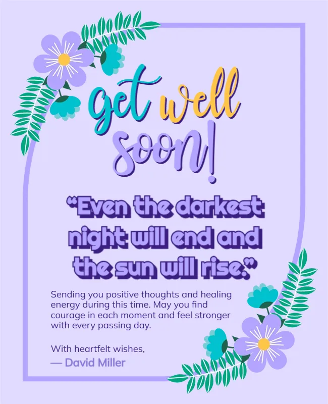 Inspirational Quote Get Well Soon Card