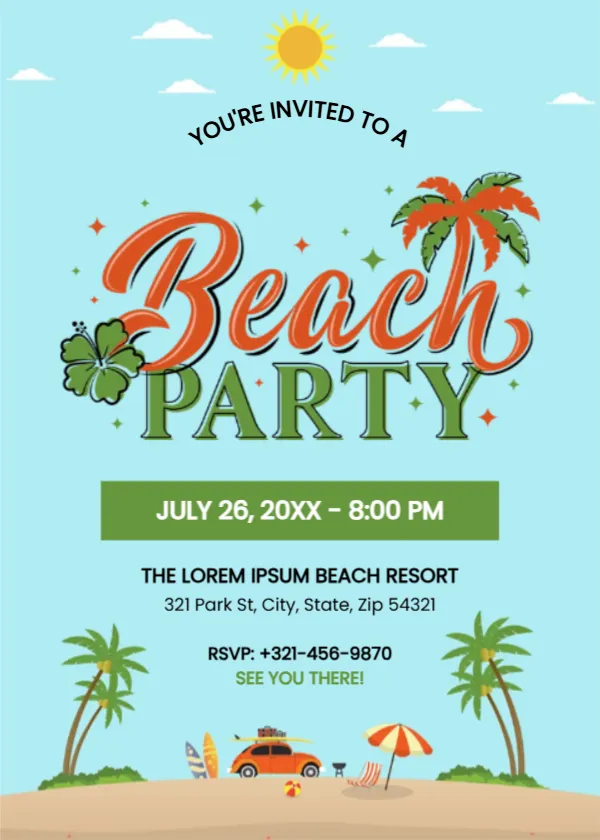 Invitation Template for Beach Party