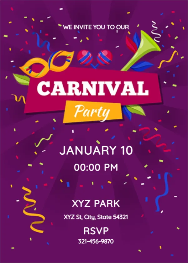 Invitation Party for Carnival Party