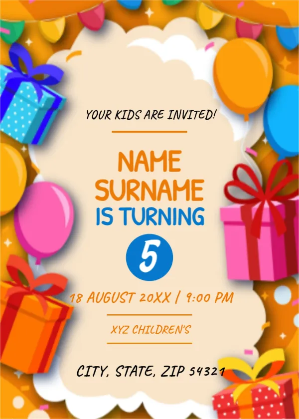 Invitation Card Design for Children’s Party