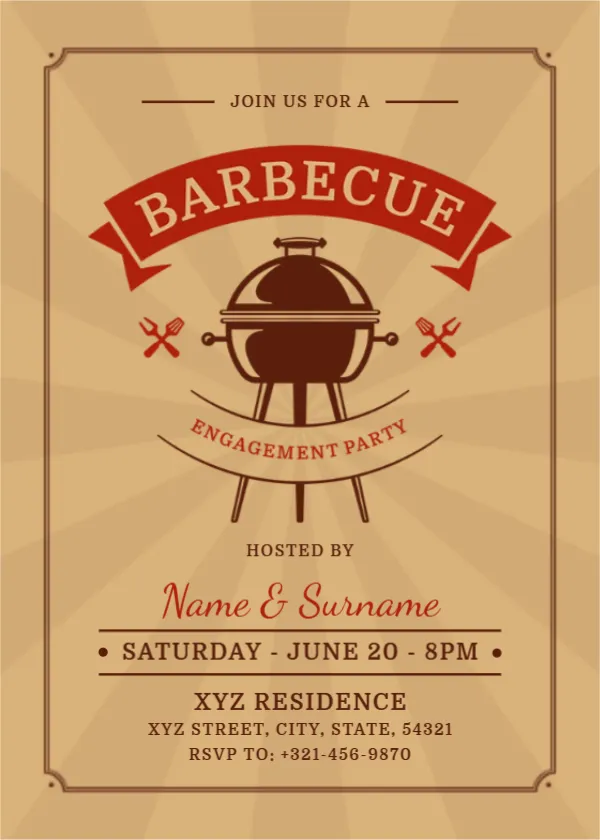 Invitation Card for Engagement BBQ Party