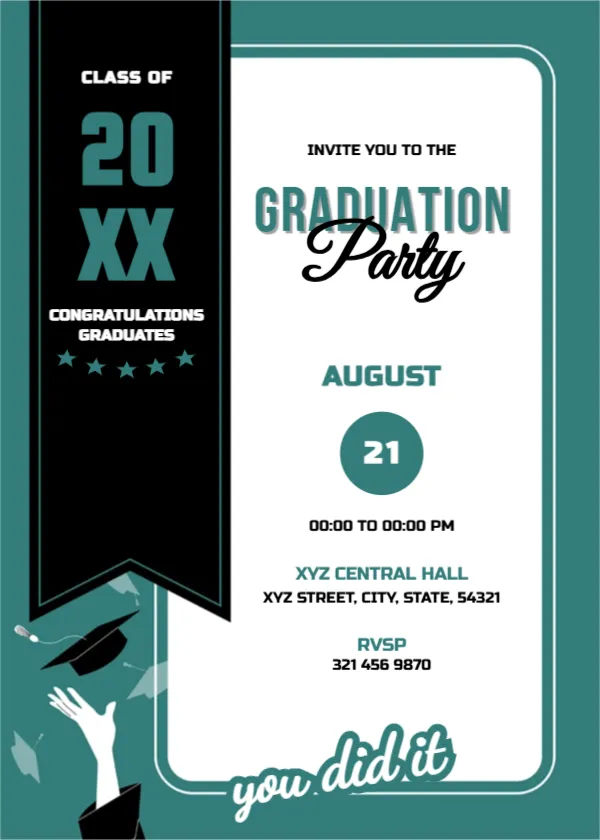Invitation Card Template for Graduation Party