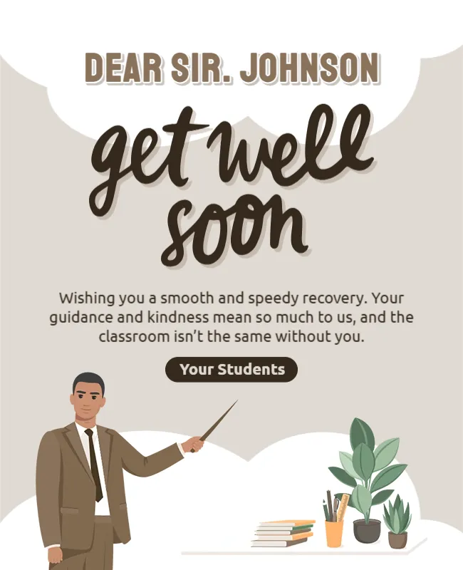 Teacher Get Well Soon Card