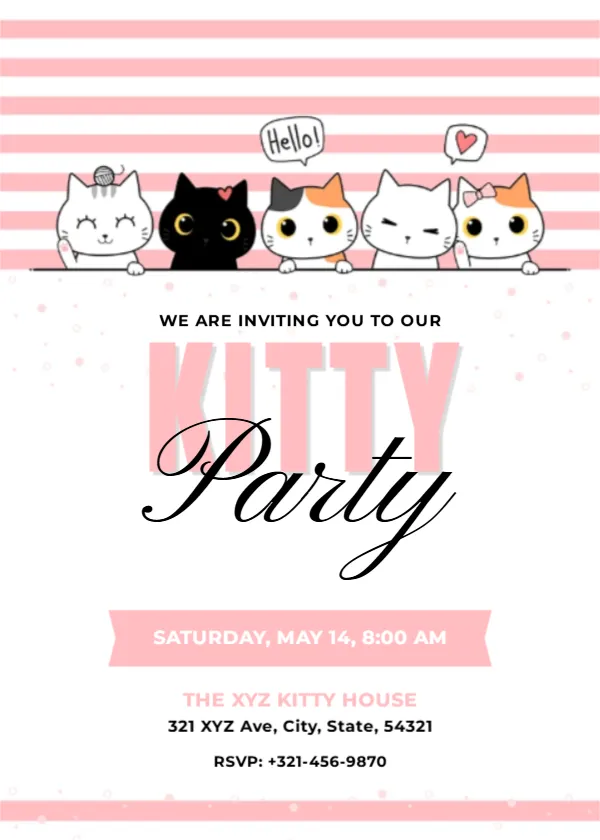 Hello Kitty Party Invitation Card Template