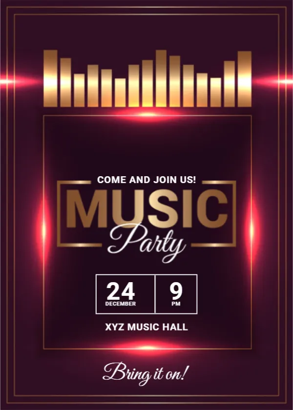 Invitation Card Template for Music Party