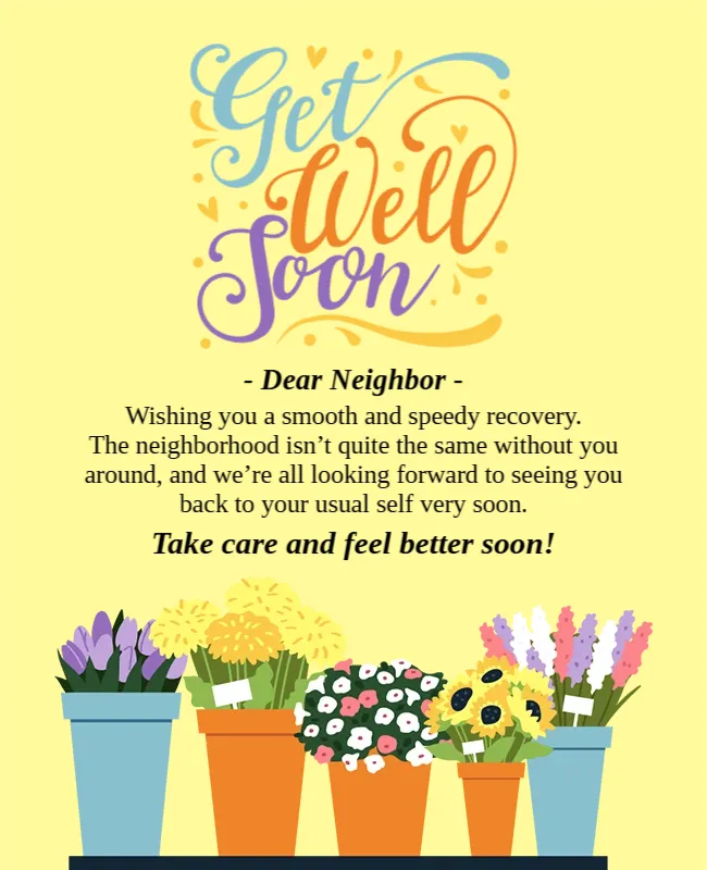 Neighbor Get Well Soon Card