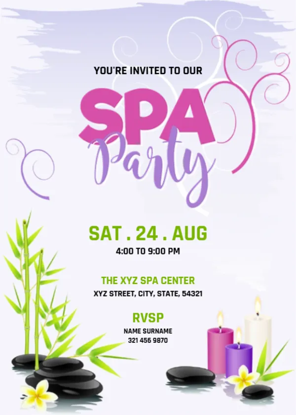 Invitation Card Design for SPA Party