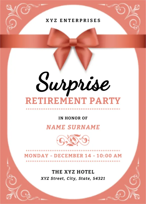 Invitation Template for Surprise Retirement Party
