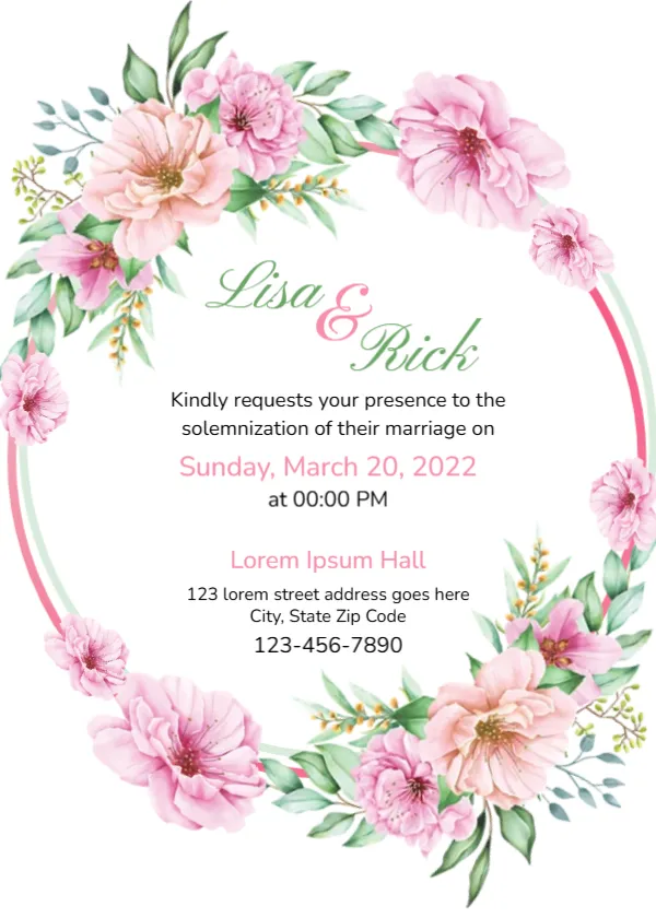 Wedding Invitation Card in Floral Design