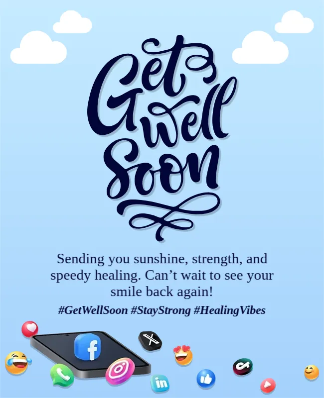 Social Media Get Well Soon Post Card