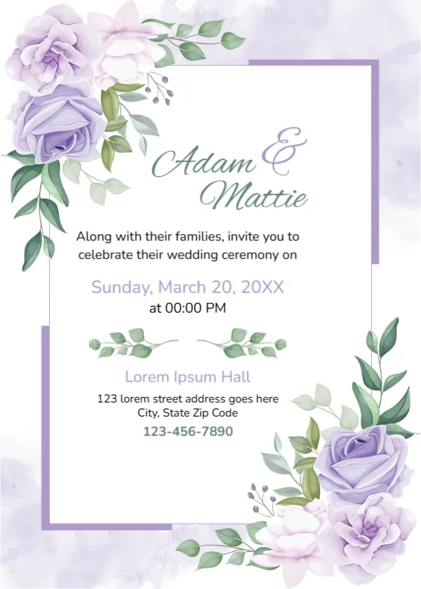 Spring Theme Wedding Invitation Template