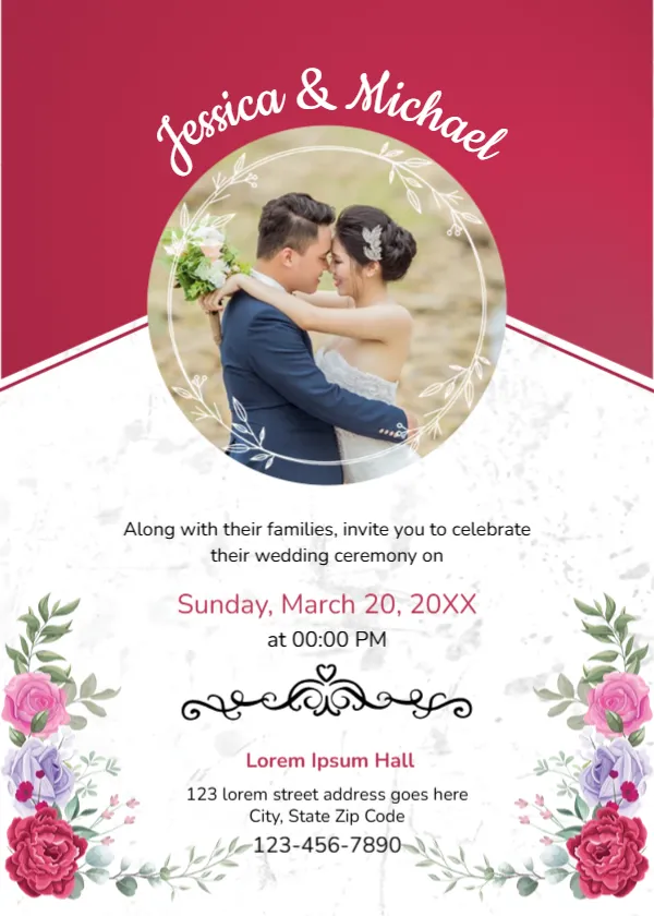 Wedding Invitation Card Template with Photo