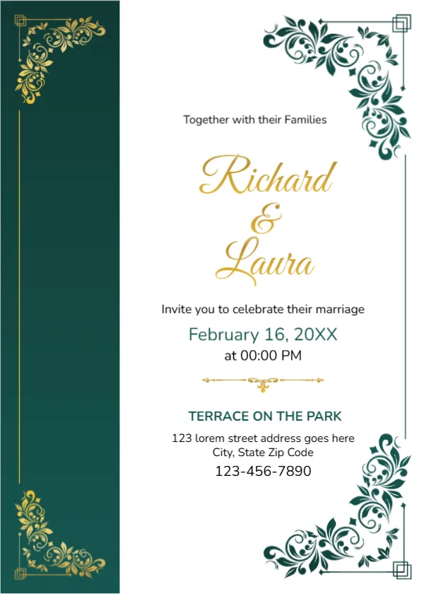 Invitation Card Template for Wedding Celebration