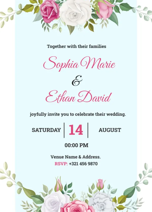 Floral Design Wedding Invitation Card Template