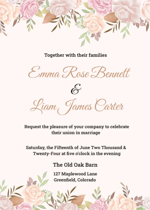 Rustic Wedding Invitation Card Template