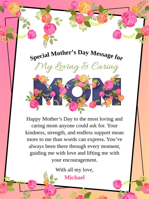 Special Mother’s Day Message for My Loving and Caring Mom