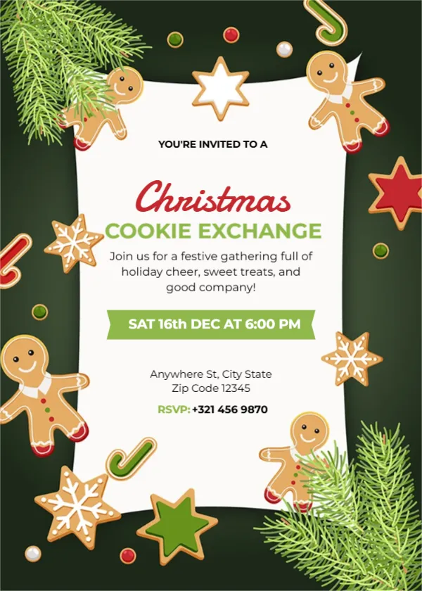 Invitation Template for Christmas Cookie Exchange