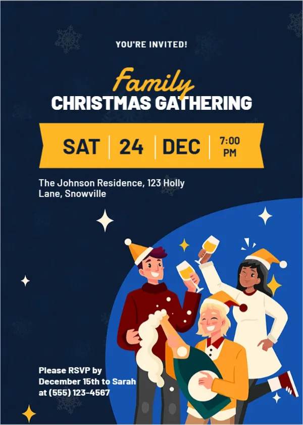 Invitation Template for Family Christmas Gathering