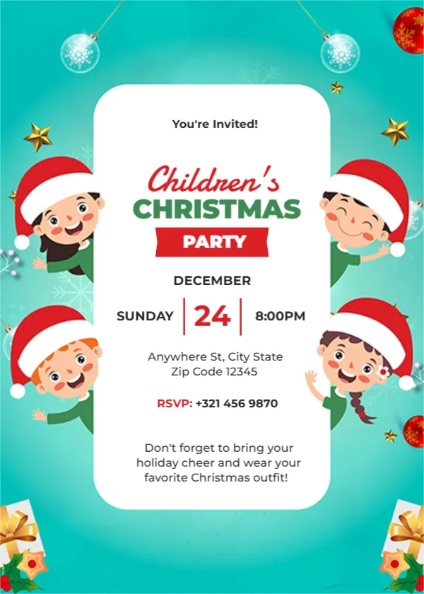 Invitation Template for Children’s Christmas Party