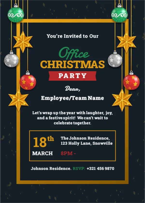 Invitation Template for Office Christmas Party