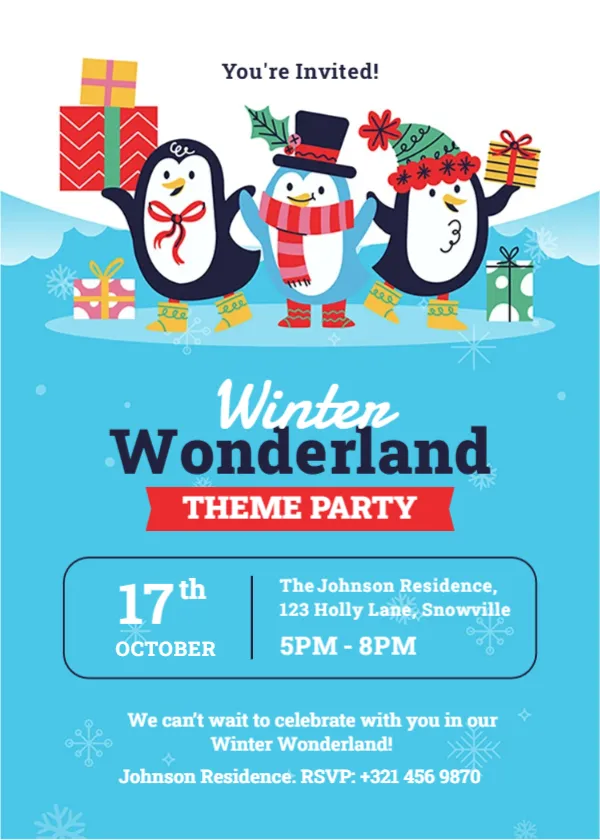 Invitation Template for Winter Wonderland Theme Party