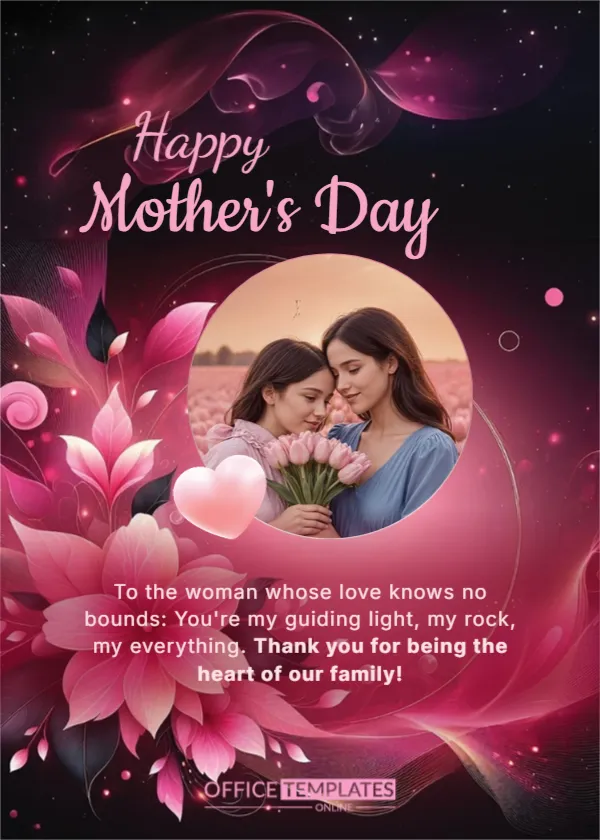 Mother’s Day Card in Pink and Purple Floral Design