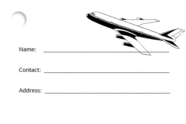 Name Tag Template for Air Travel Luggage