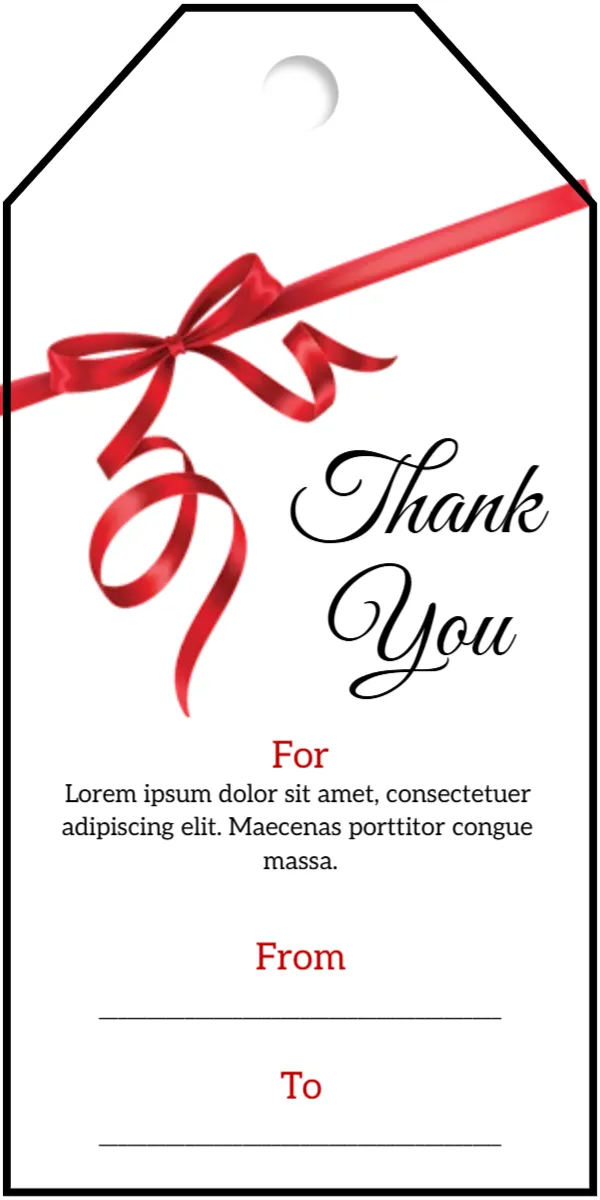 Name Tag Template for Thank You Gift Pack