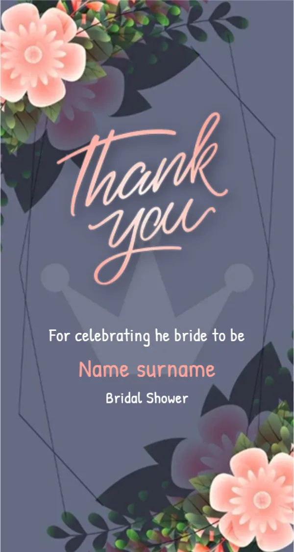 Thank You Tag Template for Bridal Shower