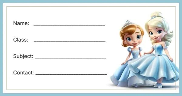 Elsa Anna Name Tag Template for Student’s Notebook