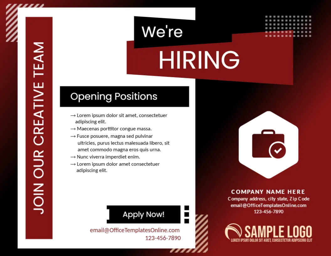 Poster Format Template for We’re Hiring