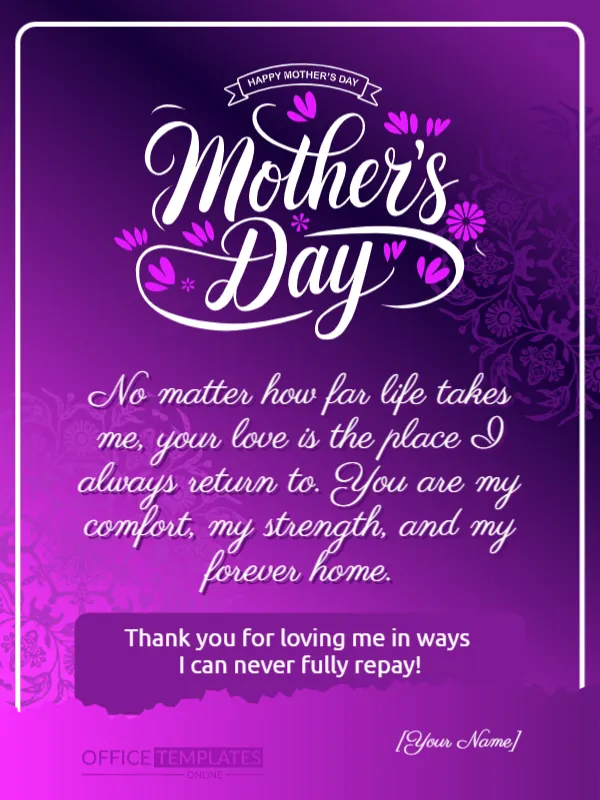 Forever My Home – Mother’s Day Card