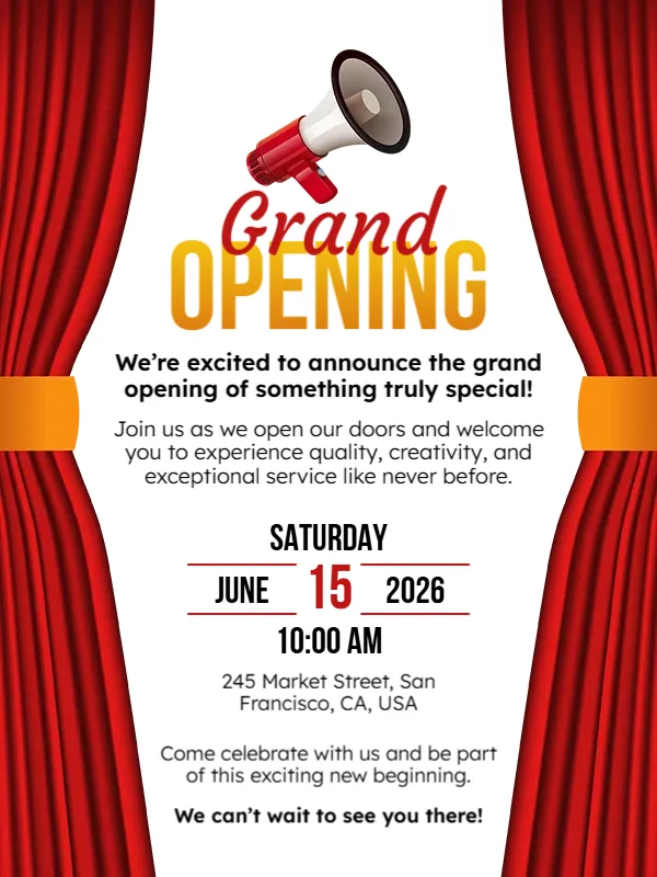 Grand Opening Announcement (Bold Poster Style)