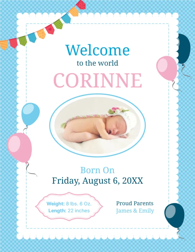 Birthday Announcement Template Design
