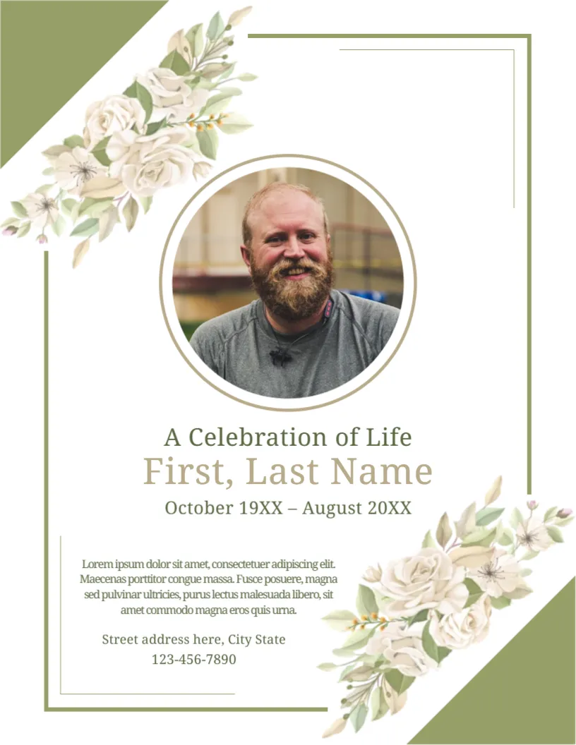 Announcement Card Template for Death/Funeral
