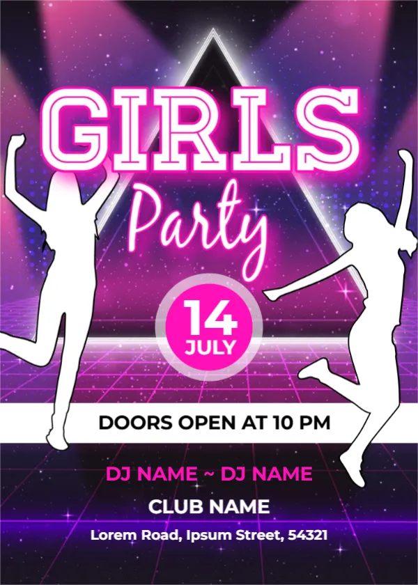 Announcement Flyer Template for Girls Party