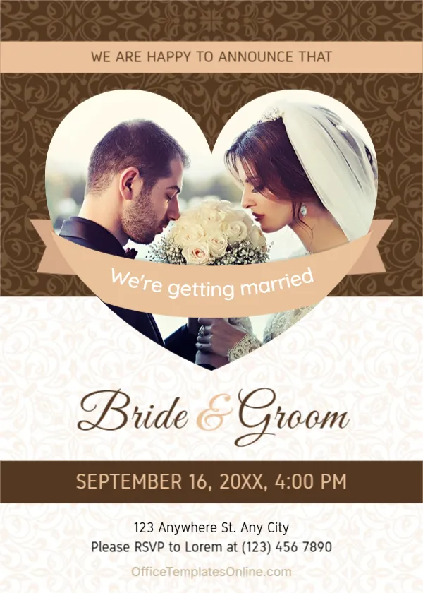 Wedding Annoucement Template with Couple Photo Design