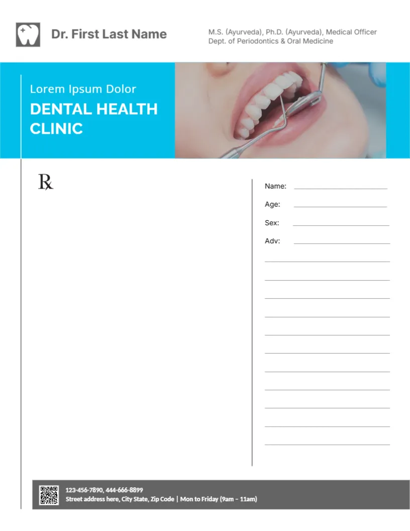 Prescription Pad Template for Dentist