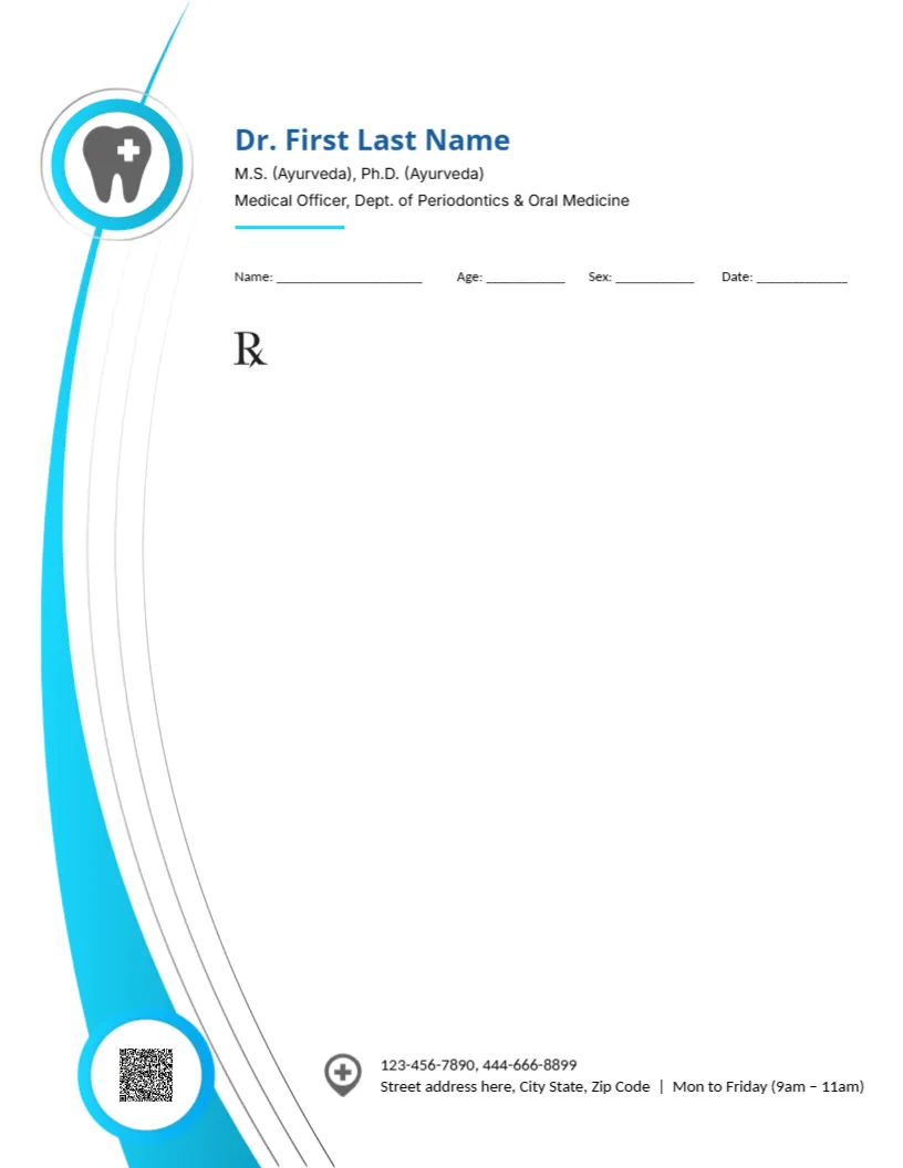 Prescription Pad Design for Dentist
