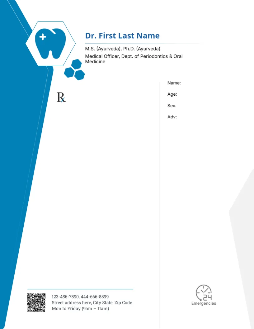 Elegant Prescription Pad Template Design for Dentist