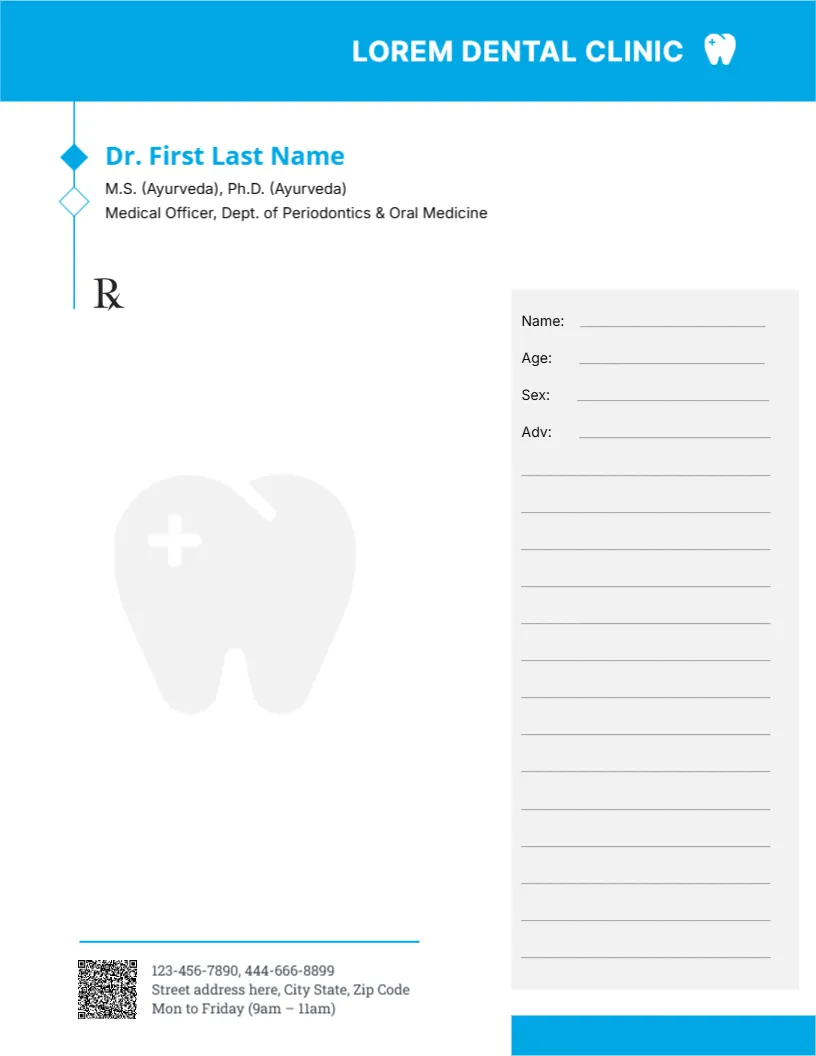 Unique Dentist Prescription Pad Template
