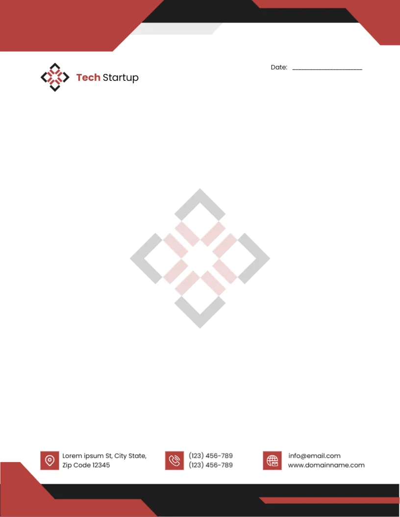 Letterhead Template for Tech Startup