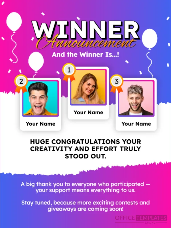 Winner Announcement (Celebration Style)