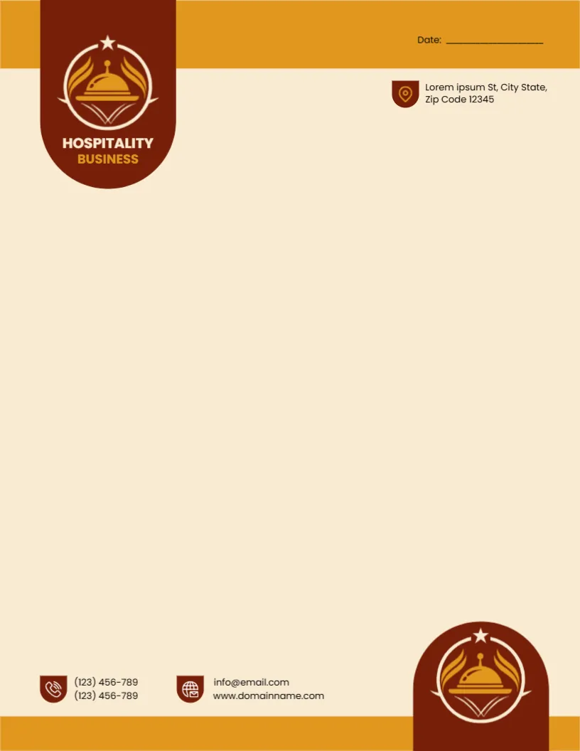 Letterhead Template for Hospitality Business