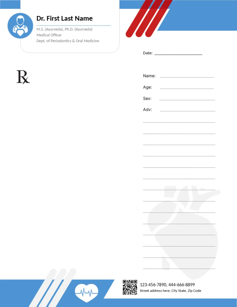 Cardiologist Prescription Pad Template