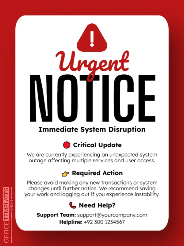 Urgent Notice Announcement (Red Alert Theme)