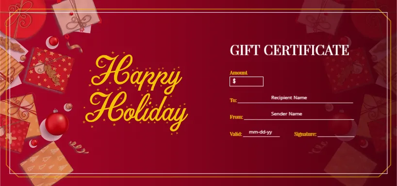 Modern Layout of Holiday Gift Certificate