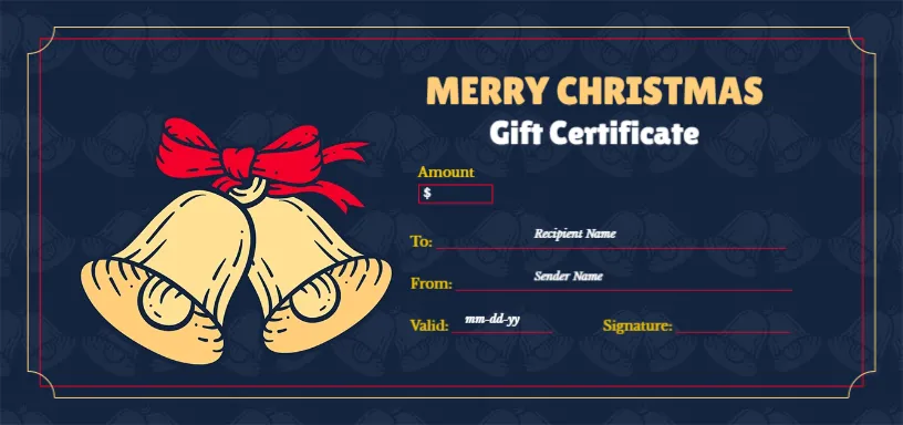 Bell Motif Christmas Gift Voucher