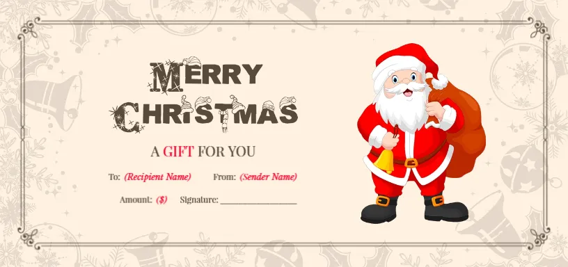 Christmas Gift Card Design with Elegant Border