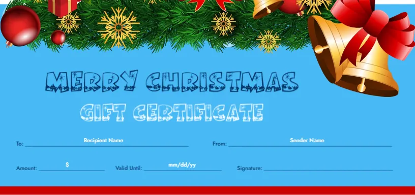 Gift Card Template for Christmas Holiday